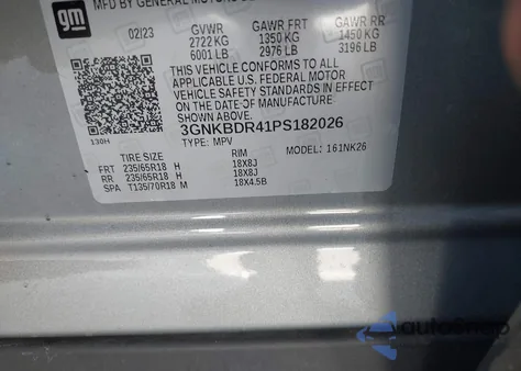 2023 Chevrolet Blazer Fwd 3Lt из США, поврежденный, VIN 3GNKBDR41PS182026